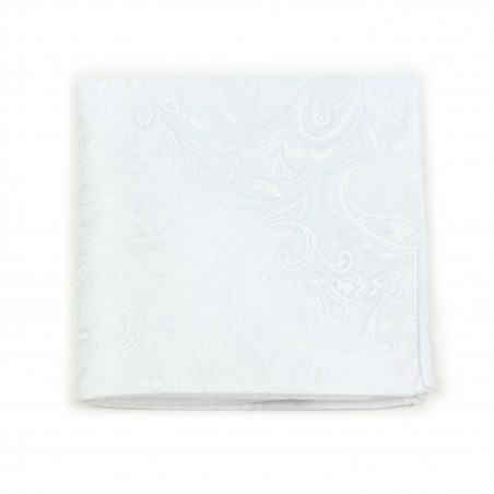 Paisley Pocket Square in Bright White