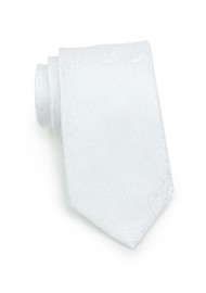Bright White Woven Paisley Necktie