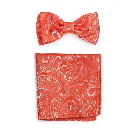Tiger Lilly Colored Mens Bow Tie and Pocket Square Set