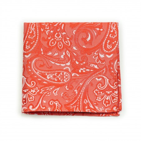 Paisley Pocket Square in Tiger Lily