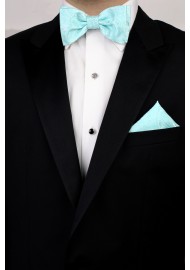 Dressy Summer Bow Tie and Hanky Set in Robins Egg Blue Styled