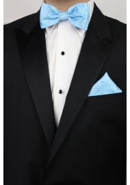 Dressy Wedding Bow Tie and Pocket Square Sets in Blue Jay Styled