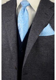 Formal Woven Paisley Tie and Pocket Square Combo Set in Blue Jay Color Styled