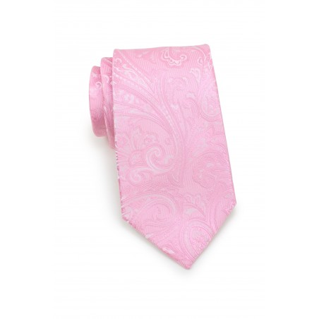 Mens Paisley Tie in Carnation Pink