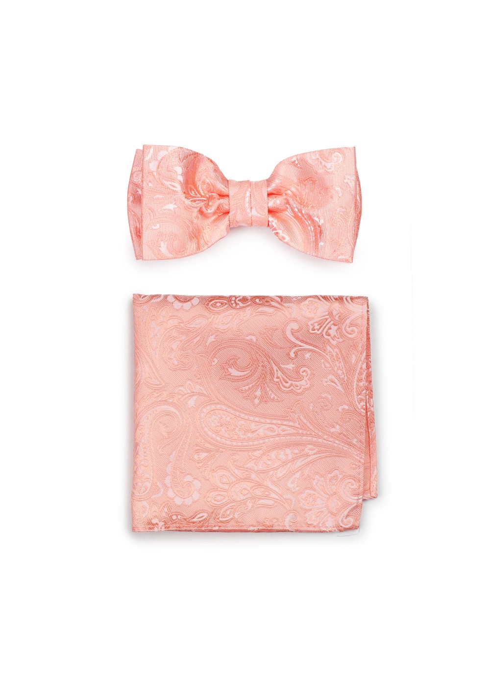 Woven Paisley Bow Tie and Pocket Square in Bellini