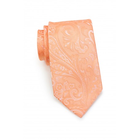 Peach Summer Paisley Tie