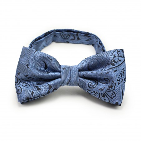 Steel Blue and Black Paisley Bow Tie