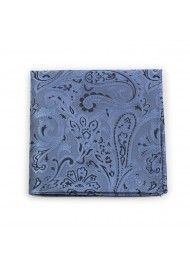 Elegant Steel Blue Paisley Pocket Square