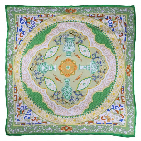 Persian Print Ladies Scarf in Green and Cream