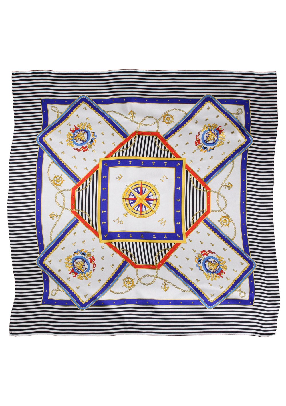 Striped Silk Scarf in Nautical Designer Print