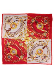 Bold Red and Gold Ladies Designer Silk Scarf