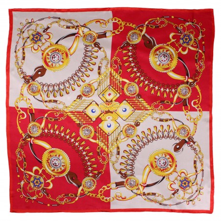 Bold Red and Gold Ladies Designer Silk Scarf