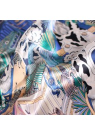 Parisian Print Oversized Silk Scarf Detailed Close Up