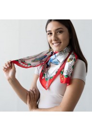 Colorful Designer Print Scarf with Flying Butterflies Styled
