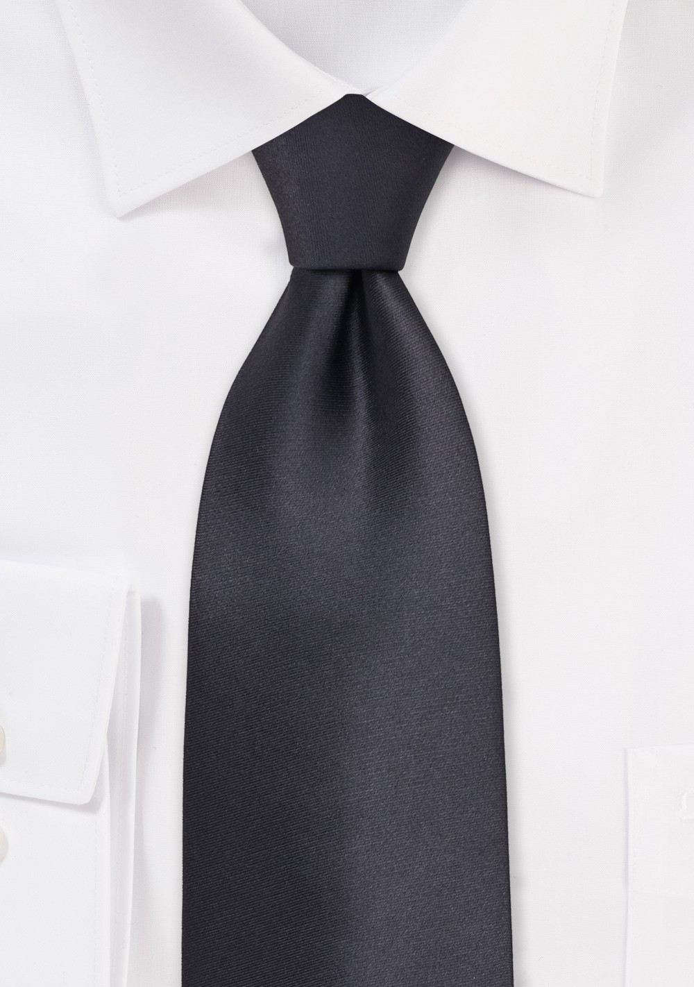Dark Gray Silk Necktie in XL Length