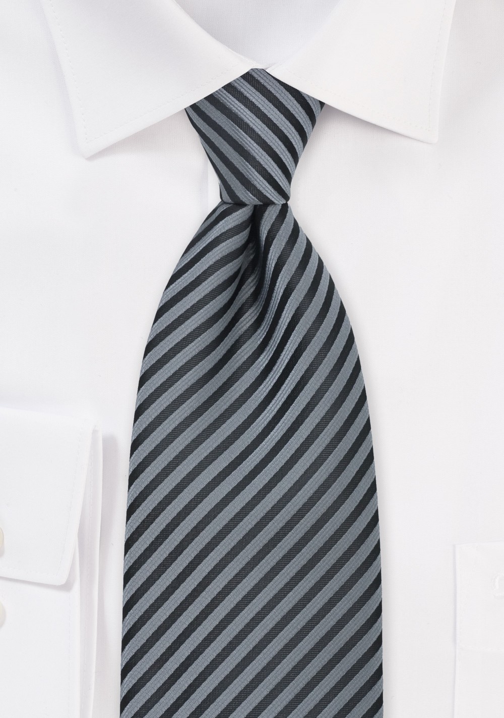 Gray and Charcoal Striped Tie