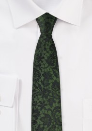 Forest Green and Black Floral Tie