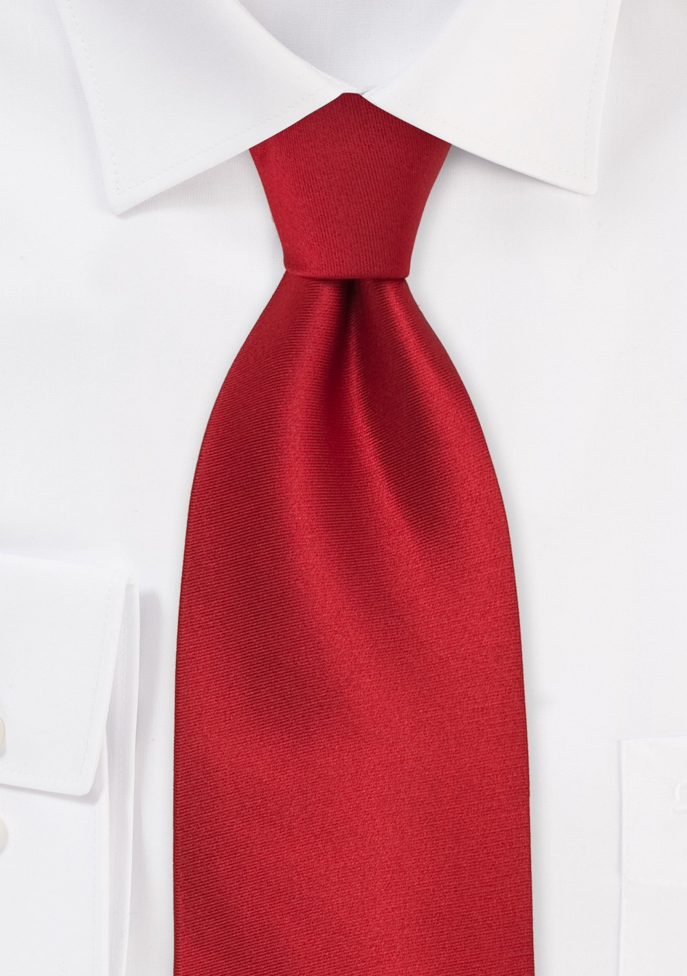 Solid Color Red Tie  - Handmade silk tie in solid bright red