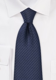 Embroidered Navy Blue Tie