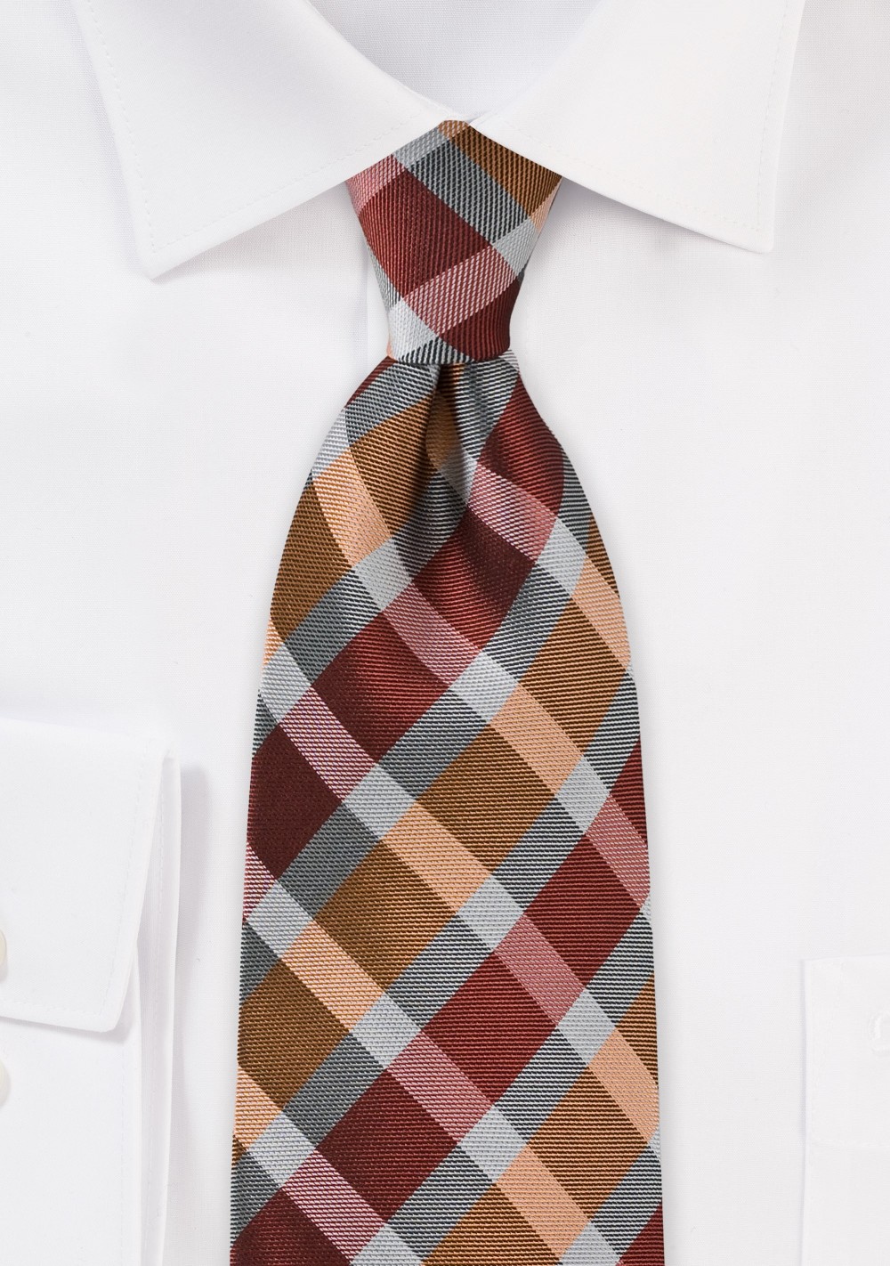 Modern Tie in Persimmon Oranges and Greys