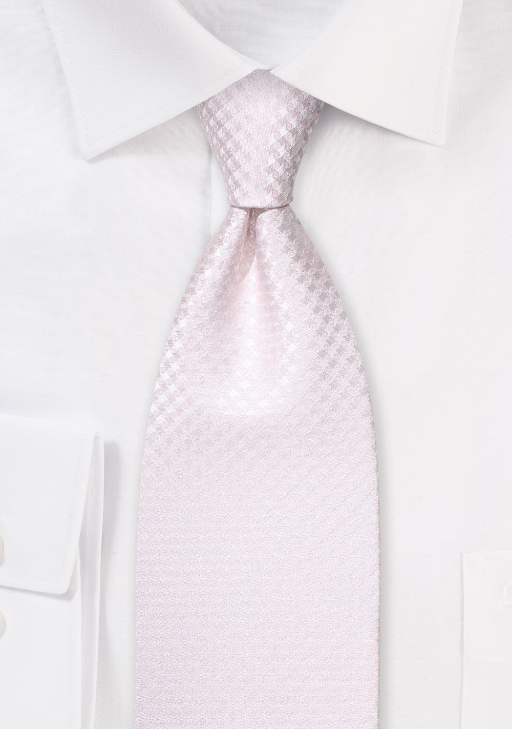 Micro Check Necktie in Soft Blush
