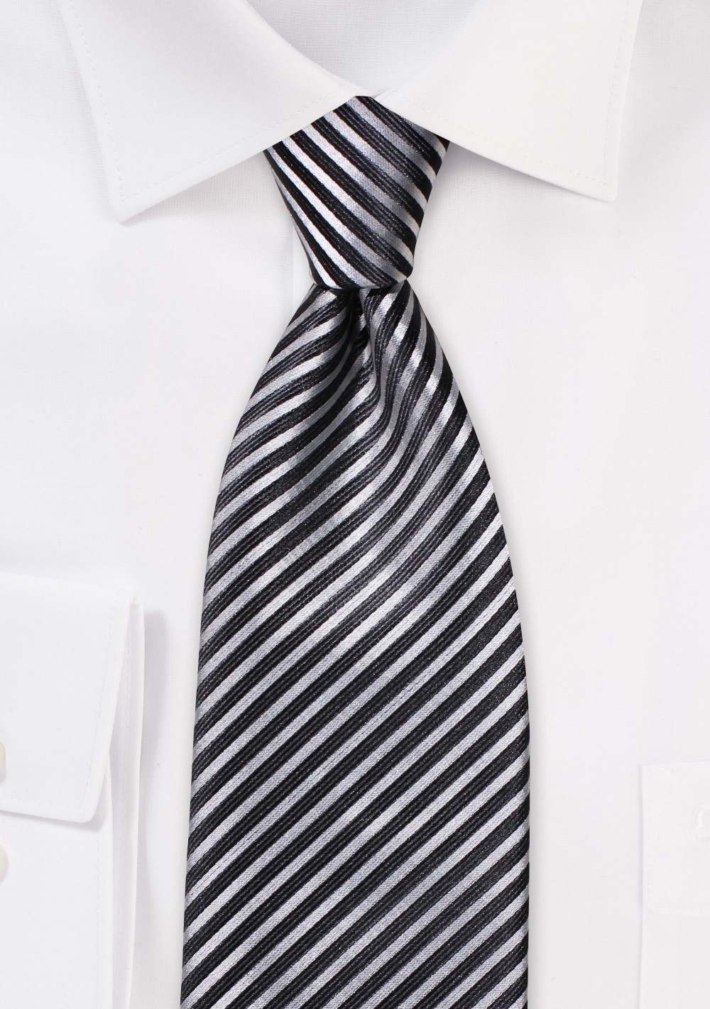 Charcoal and Gray Striped Tie
