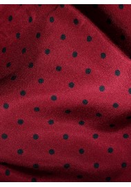 Wine Red and Navy Polka Dot Silk Scarf Detailed Close Up