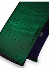 Kelly Green and Blue Polka Dot Scarf Double Sided