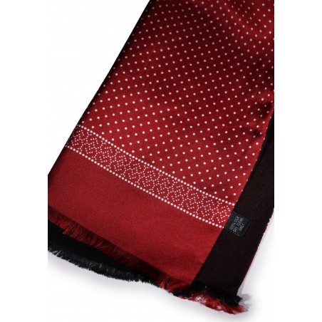 Fine Dot Design Silk Scarf in Terracotta Red Double Sided
