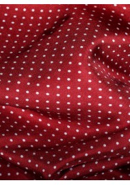 Fine Dot Design Silk Scarf in Terracotta Red Detailed Close Up