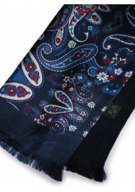 Bold Paisley Print Silk Scarf Double Sided