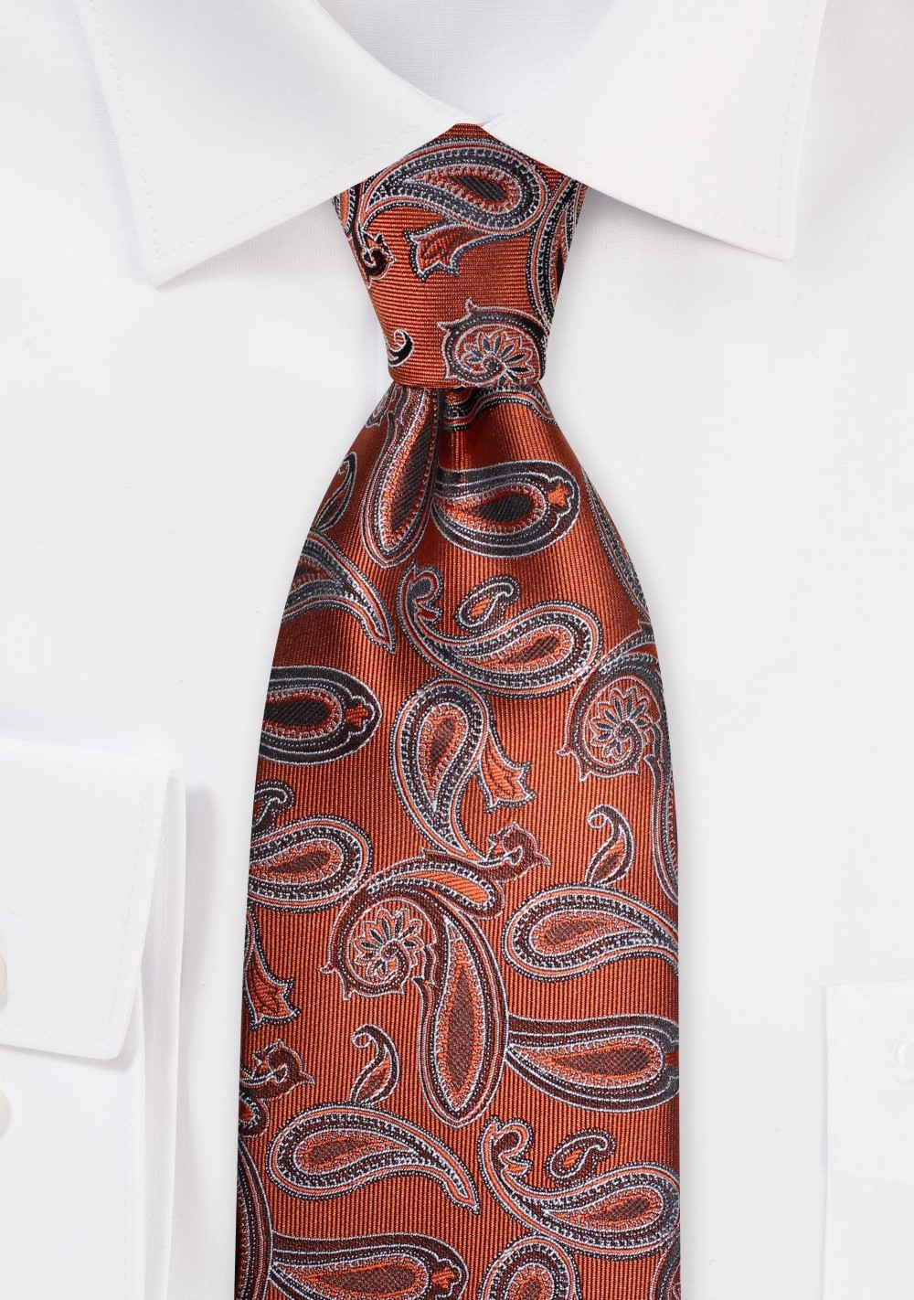 Copper Orange Paisley Tie