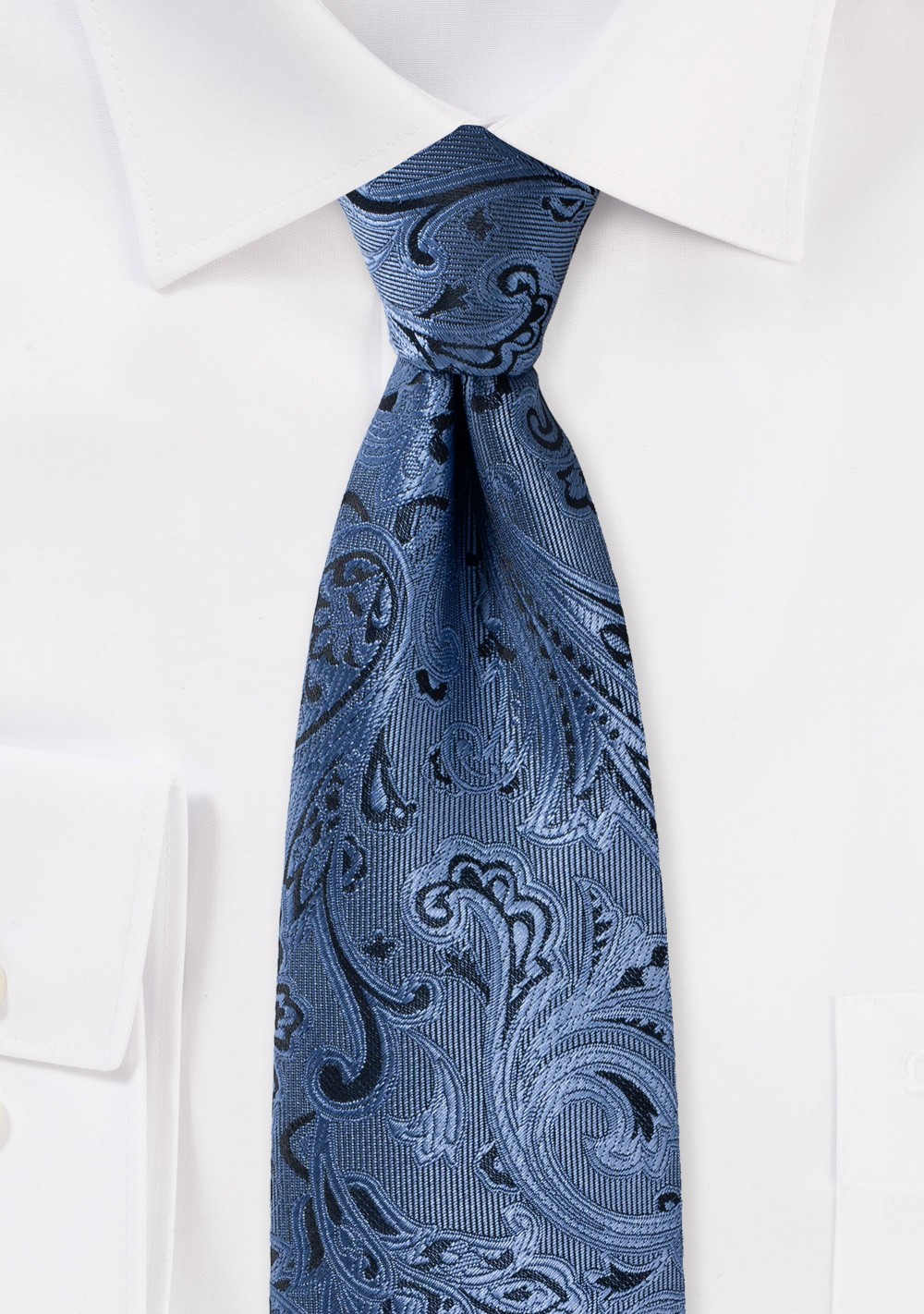 Steel Blue Paisley Tie in XXL