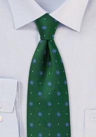 Hunter Green Floral Silk Tie
