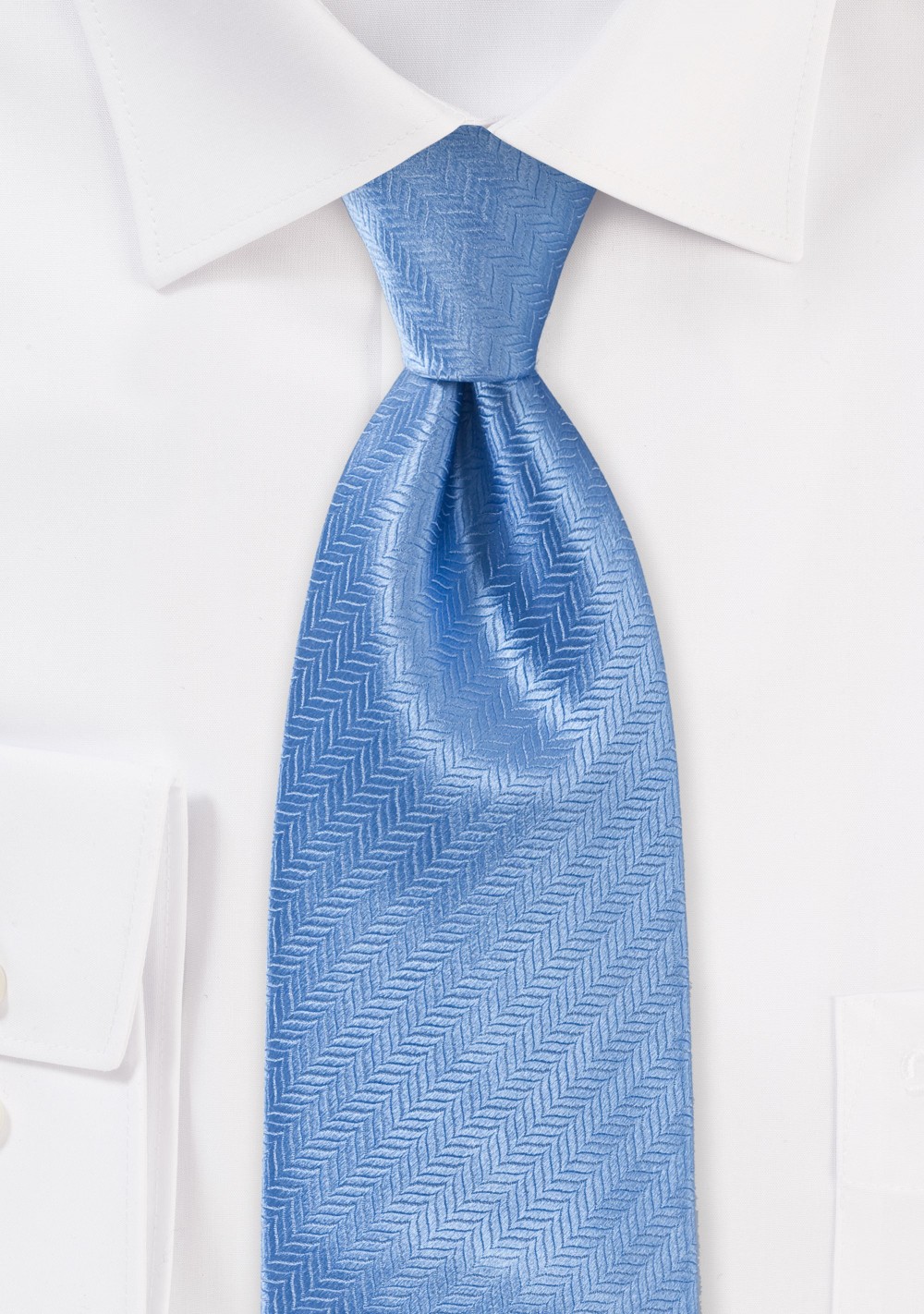 Feather Patterned Tie In Cornflower Blue
