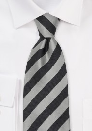 Striped Silk Ties - Gray & Silver Striped tie