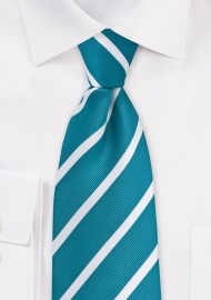 Rich Teal and White Striped Tie