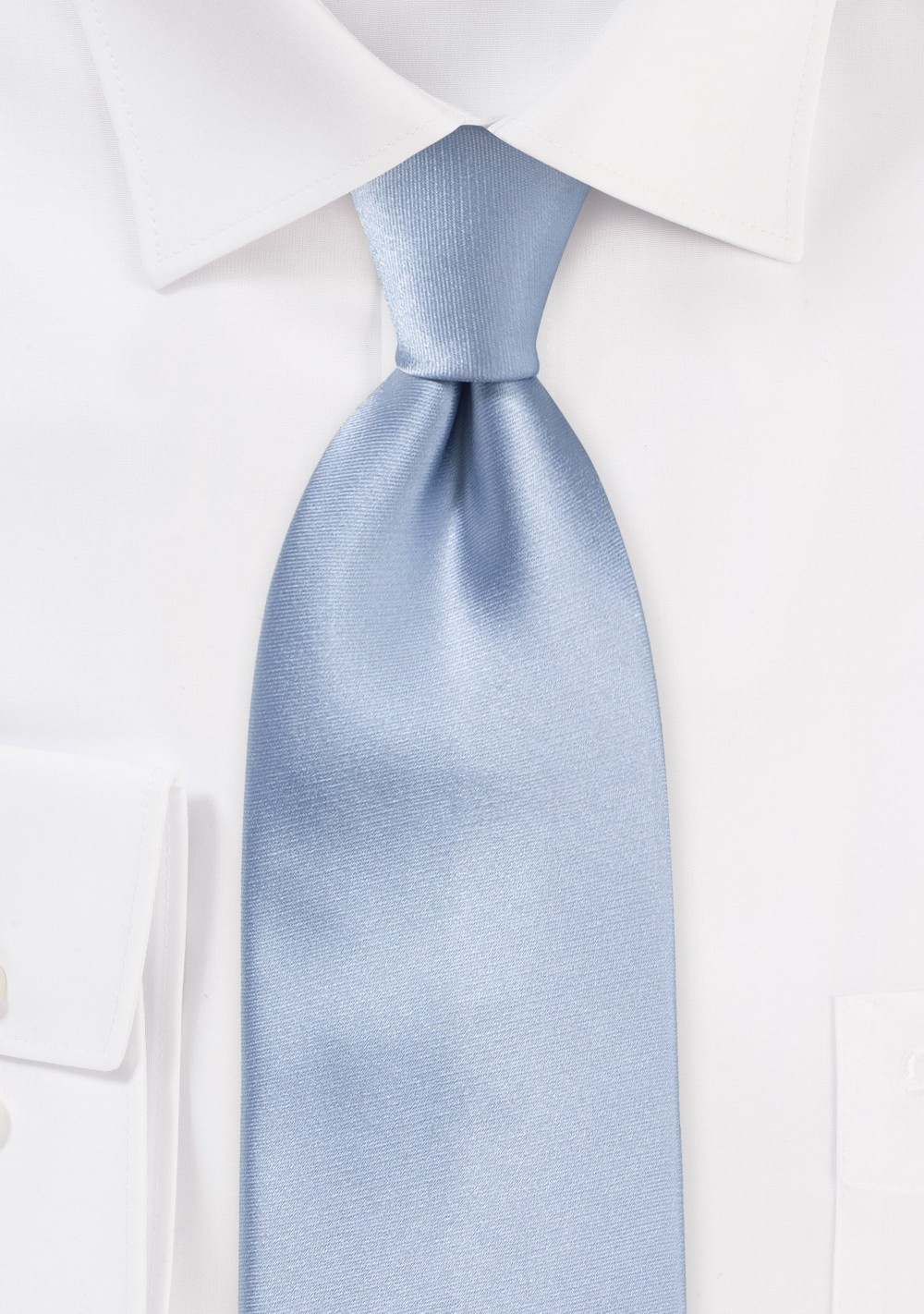 Solid colored light blue silk tie