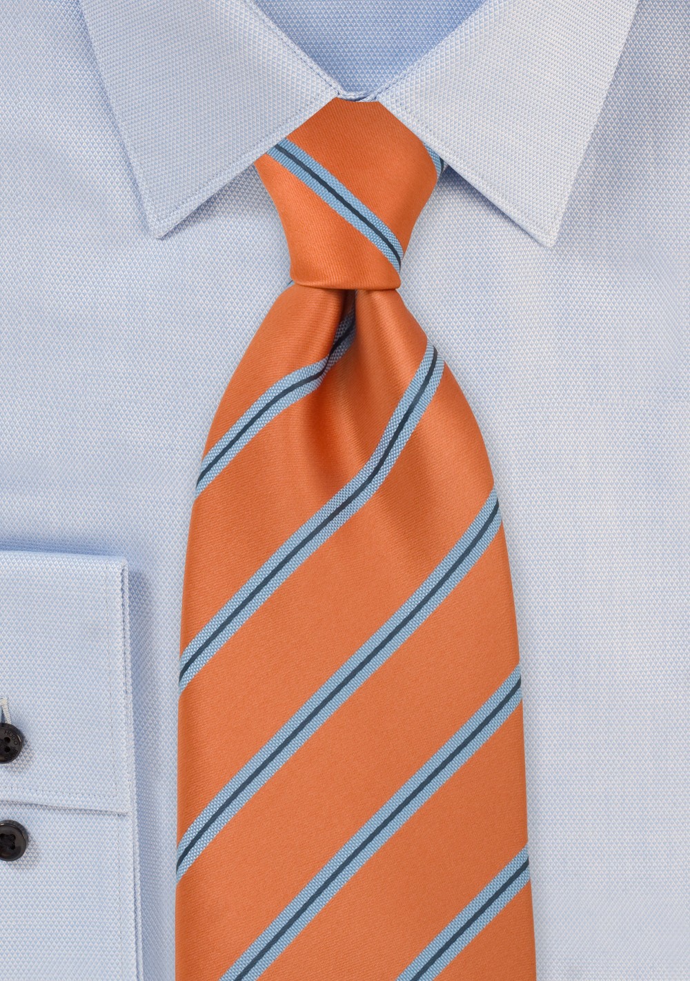 Narrow Striped Tie Orange Light Blue