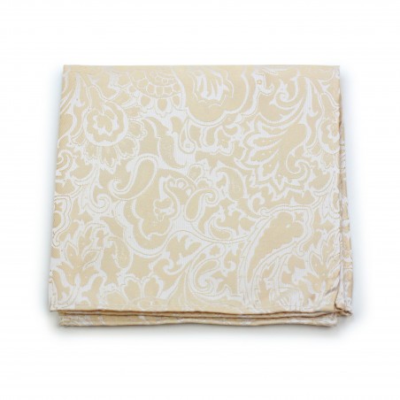 Pocket Square in Champagne Cream with Paisley Design