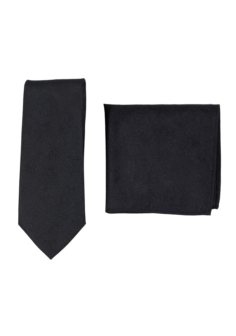 Woodgrain Texture Necktie Set in Jet Black