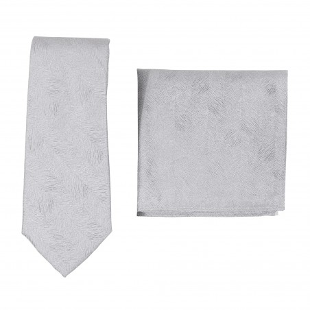 Woodgrain Texture Necktie Set in Sterling Silver