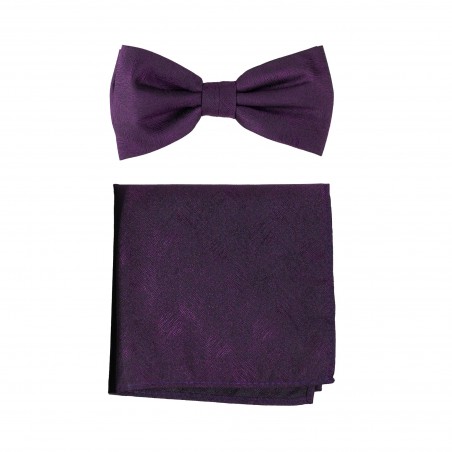 Woodgrain Texture Bow Tie Set in Lapis Purple