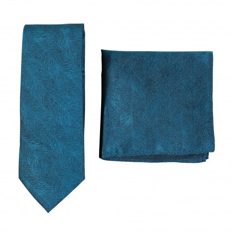 Woodgrain Texture Necktie Set in Gem Blue