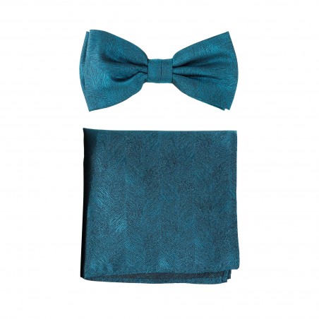 Woodgrain Texture Bow Tie Set in Gem Blue