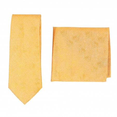 Woodgrain Texture Necktie Set in Sunflower Yellow