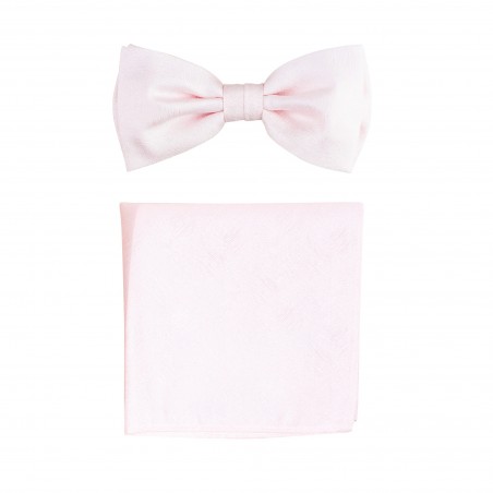 Woodgrain Texture Bow Tie Set in Blush Pink