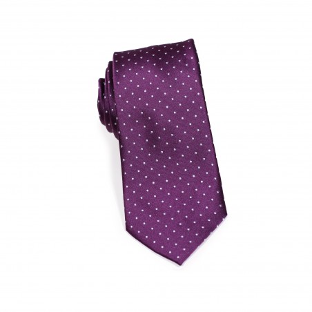 Satin Micro Dot Necktie in Grape Purple