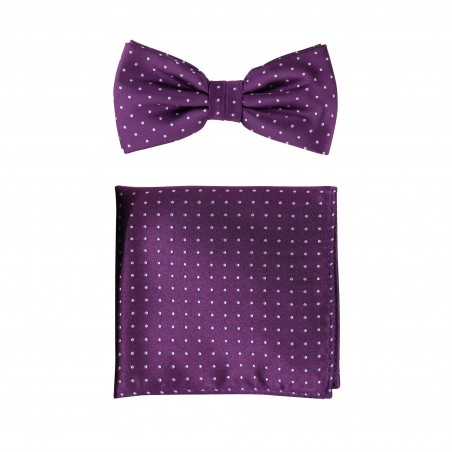 Micro Polka Dot Bow Tie Set in Grape Purple