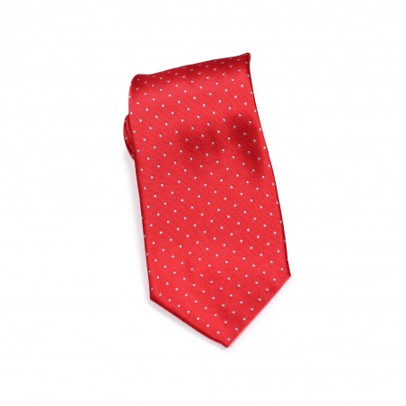 Satin Micro Dot Necktie in Cherry Red